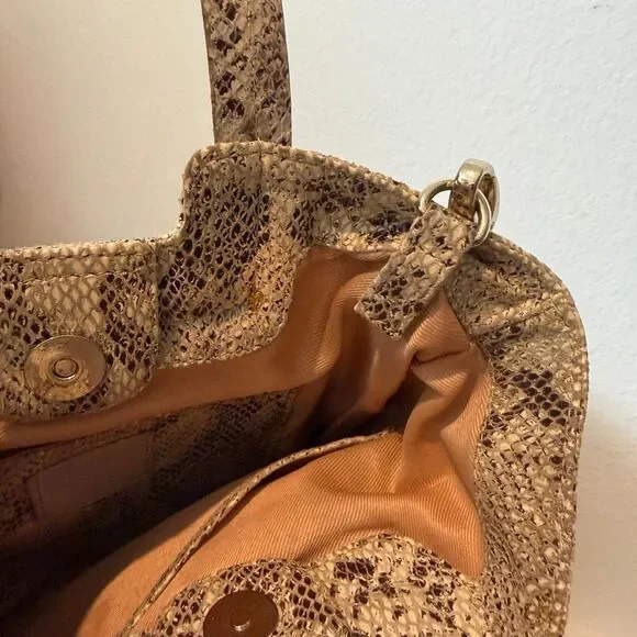 TMRW Studio Mateo Snakeskin Embossed Leather Fold-Over Clutch Purse Women's Bag - Picture 6 of 8